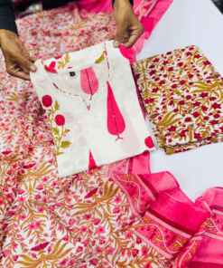 Floral Print Kurti with Palazzo & Dupatta